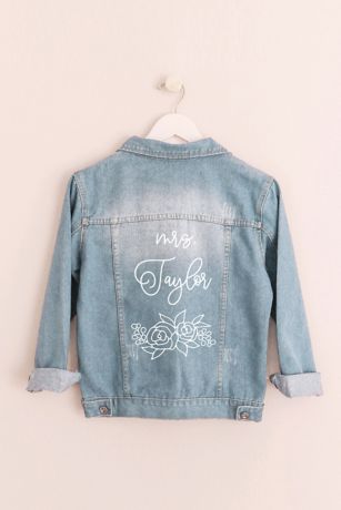 Floral and Script Personalized Jean Jacket